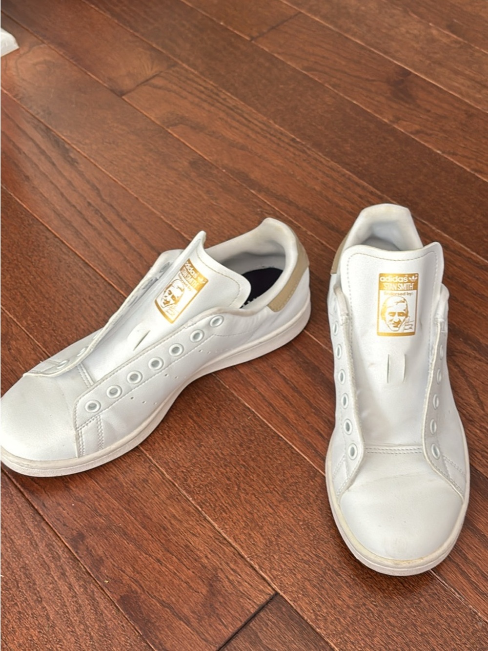 adidas Stan Smith White Sneakers with Gold Heel Detail
